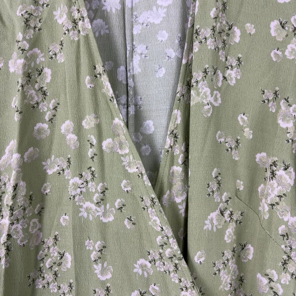 Rouje Light Green Floral Wrap Midi Dress - Picture 3 of 7